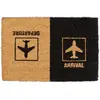 Image de Relaxdays Paillasson Fibre de Coco Arrival Departure, Tapis, Motif Avion, intérieur & extérieur, 40x60 cm, Nature/Noir