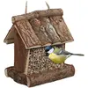 Image de Relaxdays Mangeoire pour Oiseaux en Bois, à Suspendre, HLP 17 x 15 x 12 cm, à silo, Distributeur de Nourriture, Nature