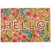Image de Relaxdays Paillasson Coco, Inscription Hello & Motif Floral, Tapis d’entrée intérieur & extérieur, 40x60cm cm, coloré