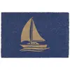Image de relaxdays Paillasson Coco, Motif voilier, Tapis d’entrée extérieur & intérieur, Maritime, L x P 60 x 40 cm, Bleu/Nature