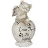 Image de Relaxdays Décoration pour la Tombe de Votre félin, en Forme de coeur, Chat ailé, résistant aux intempéries, crème