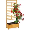 Image de Relaxdays Jardinière avec Treillis, en Hauteur, bac rectangulaire Bois avec tuteur, HxLxP: env. 171x71x31,5 cm, Nature