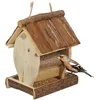 Image de Relaxdays Mangeoire à Oiseaux, abri en Bois, cabane à Suspendre, nichoir, Jardin, HxLxP 19,5 x 15 x 12,5 cm, Nature