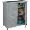 Image de Relaxdays Armoire de Jardin, 3 étagères, Toit Plat incliné, Double Porte, HLP : 97x86,5x47 cm, Remise Outils, Bois, Gris