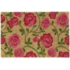 Image de Relaxdays Paillasson Coco, Motif de Roses, Tapis de Porte 40x60 cm, intérieur, extérieur, antidérapant, Rose Vif/Nature, 1 unité