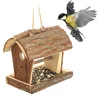 Image de Relaxdays Mangeoire à Oiseaux, en Bois, Robuste, à Suspendre, Remplissage Facile, HxLxP : 18 x 13,5 x 19,5 cm. Nature