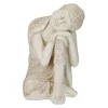 Image de Relaxdays Statue Bouddha XXL, Sculpture Jardin, HLP 61 x 40,5 x 38 cm, résistant aux intempéries et au Gel, Blanc crème