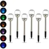 Image de Relaxdays Lampes solaires d’extérieur, lot 6, éclairage Boule LED Jardin, Couleurs changeantes, étanche, Piquet, argenté