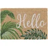 Image de Relaxdays Paillasson Coco, Inscription Hello, résistant aux intempéries, 40x60 cm, intérieur et extérieur, Naturel/Vert