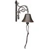 Image de Relaxdays Cloche en Fonte, Design Antique, Sonnette Vintage pour Jardin, avec Corde, extérieur, Accessoire Mural, Marron