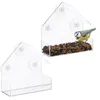 Image de Relaxdays Mangeoire à Oiseaux, Lot de 2, 3 ventouses, avec Toit, H x L x P : 15 x 15 x 7 cm, Transparente