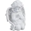 Image de Relaxdays Décoration pour Une Tombe, Ange priant, résiste aux UV, au Gel, aux intempéries, HLP 20x15x11 cm, Blanche