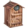 Image de Relaxdays Nichoir d’extérieur pour Chouettes, Bois de Sapin, Porte inclinable, Trou d’envol HL 9,5 x 9,5 cm, Nature