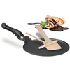 Image de Relaxdays Poêle à crêpes avec râteau & spatule, pour Plaque à Induction, Aluminium, crêpière, diamètre de 25 cm, Noir