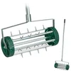 Image de Relaxdays aérateur de Gazon Roulant, avec Manche, scarificateur Manuel, HBT : 145x44x21 cm, Rouleau à Gazon, Argent/Vert