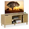 Image de Relaxdays Meuble TV, Lowboard, Style rotin, Console Basse jusqu'à 50 Pouces, Effet Bois, HxLxP: 48x115x40 cm, Naturel