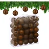 Image de Relaxdays Boule de Noël, lot Pratique de 50, en Plastique Robuste, pour Le Sapin, diamètre : 6 cm, Marron
