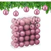 Image de Relaxdays Boule de Noël, lot Pratique de 50, en Plastique Robuste, pour Le Sapin, diamètre : 6 cm, Rose