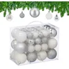 Image de Relaxdays 50 Boules de Noël, Mates, Brillantes & pailletées, pour décorer Le Sapin, argentées & Blanches