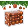 Image de Relaxdays Boule de Noël, lot Pratique de 50, en Plastique, pour décorer Votre Sapin comme il se Doit, Orange