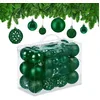 Image de Relaxdays Boules de Noël, Lot de 50, Paillettes, Mates, Brillantes, décoration Sapin, Plastique, D : 3, 4 et 6 cm, Vert