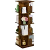 Image de Relaxdays Petite bibliothèque rotative à 360°, 4 Niveaux, Design Industriel, pour Vos Livres, 125,5 x 39 x 39 cm, Marron