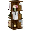 Image de Relaxdays Petite bibliothèque rotative à 360°, 3 Niveaux, Design Industriel, pour Vos Livres, 95 x 39 x 39 cm, Marron