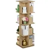 Image de Relaxdays Petite bibliothèque rotative à 360°, 4 Niveaux, pour Vos Livres et CD, HLP : 125,5x39x39 cm, Nature