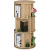 Image de Relaxdays Petite bibliothèque rotative, Aspect Bois, pour Vos Livres et DVD, 15 Compartiments, HxD : 104 x 50 cm, Nature
