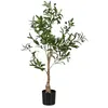 Image de Relaxdays Olivier Artificiel, Olives, Arbre décoratif, détails réalistes, H x D : 90 x 50 cm, Vert et Marron