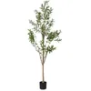 Image de Relaxdays Olivier Artificiel, Arbre décoratif, détails réalistes, H x D : 180 x 70 cm, Vert et Marron