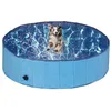 Image de Relaxdays Piscine pour Chien, avec Valve, Pliable, 30 x 120 cm, pour rafraîchir Votre Animal, PVC & MDF, Bleu