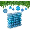 Image de Relaxdays 150x Boules de Noël, Paillettes, Mates, Brillantes, déco Sapin, Plastique, diamètre 3, 4 et 6 cm, pétroles