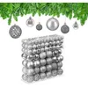 Image de Relaxdays 150x Boules de Noël, Paillettes, Mates, Brillantes, déco Sapin, Plastique, diamètre 3, 4 et 6 cm, argentées