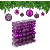 Image de Relaxdays 150x Boules de Noël, Paillettes, Mates, Brillantes, déco Sapin, Plastique, diamètre 3, 4 et 6 cm, Rose Fuchsia