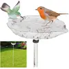 Image de relaxdays Abreuvoir pour Oiseaux en Fonte, avec pic de Terre, Décoration pour Jardin, Mangeoires, 1 m de Hauteur, Blanc