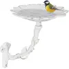Image de Relaxdays Abreuvoir en Fonte sur Pied, pétales ; décor Jardin,Montage Mural, mangeoire, Oiseaux Sauvages, Blanc