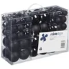 Image de Relaxdays Boules de Noël, Lot de 100, Décoration, polies, Scintillantes et luisantes, Boule de Noël   3, 4&6 cm, Noir