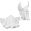 Image de Relaxdays Lot de 2 Anges funèbre, Statue Gracieuse, résistant aux intempéries et au Gel, Pierre Artificielle, Blanc