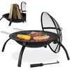 Image de Relaxdays, noir, Brasero XL, grillage, tisonnier, protection étincelles, couverture, jardin, terrasse, D 56,5cm, sac, ohne Tragetasche
