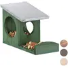 Image de Relaxdays Mangeoire pour écureuils, Hotte en Bois, Toit métallique étanche, à accrocher, pour Le Jardin, Vert foncé