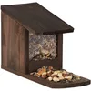 Image de Relaxdays 10026312_746 Mangeoire pour écureuils, Distributeur Nourriture, à Installer, Bois, HLP: 17,5 x 12 x 25 cm, Marron foncé, Plastique, Brun , Brun foncé