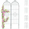 Image de Relaxdays Treillis Jardin Fer Set de 2 clôture Plante grimpante Grille Fleurs Arceau Rosier 180 x 50 cm E, Vert foncé