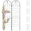 Image de Relaxdays Treillis Jardin Fer Set de 2 clôture Plante grimpante Grille Fleurs Arceau Rosier 180 x 50 cm B, Vert foncé