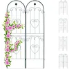 Image de Relaxdays Treillis Jardin Fer Set de 2 clôture Plante grimpante Grille Fleurs Arceau Rosier 180 x 50 cm A, Vert foncé