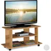 Image de Relaxdays Meuble, 2 Compartiments, Console, Table TV sur roulettes HlP 45 x80x40cm, Effet Bois, Panneau de Particules, Papier, Plastique, 45 x 80 x 40 cm