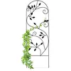 Image de Relaxdays Treillis jardin oiseaux fer, Clôture plante grimpante Grille fleurs métal, Arceau rosier, 120 x 40 cm, noir