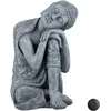 Image de relaxdays Statue Figurine de Bouddha décoration Jardin Sculpture céramique Zen 60 cm, Gris Clair, 60 x 35 x 35cm