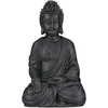 Image de Relaxdays Statue de Buddha Figurine de Bouddha décoration Jardin Sculpture céramique Zen 40 cm, Gris foncé, grisfoncé