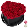Image de Relaxdays, rouge Boîte, 18, Bac à roses noir, forme en coeur, conservable 10 ans, carton, tissu, PP, 13 x 21 x 19 cm